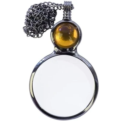 Image de TOFBS Loupe Suspendue Collier Pendentif Loupe,loupe de lecture en verre,Loupe Lentille mode Décorative Avec pour journaux, (Jaune)