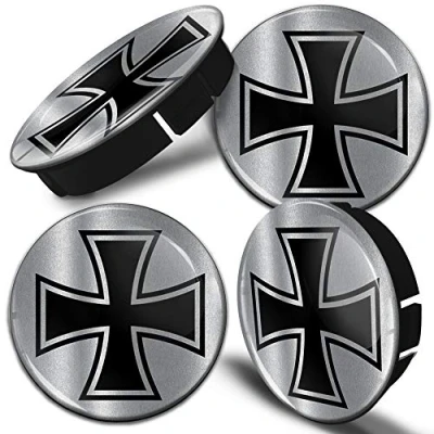 Image de Biomar Labs® 4 x 60mm 3D Enjoliveurs Cache Moyeu pour Jante de Roue Croix Fer Allemande Iron Cross C 86