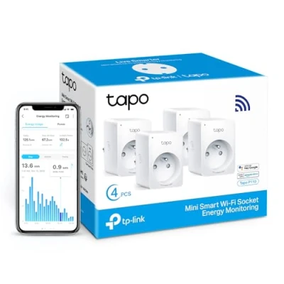 Image de Tapo Prise Connectée WiFi, Suivi de consommation, 16A Type E, compatible avec Alexa et Google Home, Contrôler le ventilateur, climatiseur, Économie d&#039;énergie, Commande vocale, P110(4 pack)(FR)