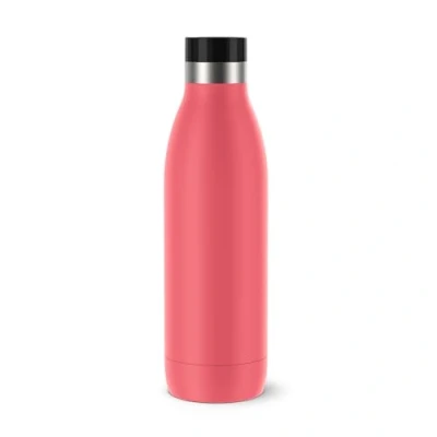 Image de Emsa N31123 Bludrop Color Gourde 0,7 l, 100% étanche, fermeture Quick Press, ergonomique à 360, chaud pendant 12 h, frais 24 en acier inoxydable, corail