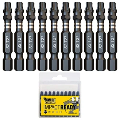 Image de 10 x SabreCut SCTX2750_10 50 mm TX27 T27 Jeu d&#039;embouts de tournevis à percussion une extrémité Torx Heavy Duty avec boîte rangement