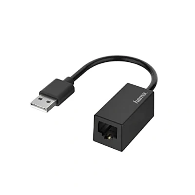 Image de Hama Adaptateur USB vers RJ45 (Adaptateur réseau 2.0 Fast Ethernet LAN 10/100 Mbit/s, pour PC Portable, Tablette, MacBook, A routeur, Switch, Hub, Garantie 10 Ans) Noir