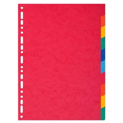 Image de Exacompta Réf. 2110E Carton de 25 Intercalaires en carte coloris vifs recyclée 220g/m2 avec 10 onglets neutres Format à classer A4 maxi Dimensions 24,5 x 29,7 cm