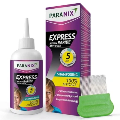 Image de Paranix EXPRESS 5 minutes Shampooing Anti Poux et Lentes 100% efficace* : traite protège 200 ml Peigne fin en métal inclus