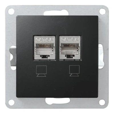 Image de prise réseau FLAIR CAT 6A, UP, entièrement blindé, de données, Internet encastrée noir mat