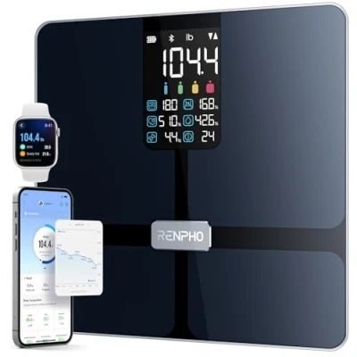 Image de RENPHO Balance Pese Personne avec Grand écran, Impédancemètre ultra précis, Personnes intelligente application, Connectée ITO, noir, Elis 2X