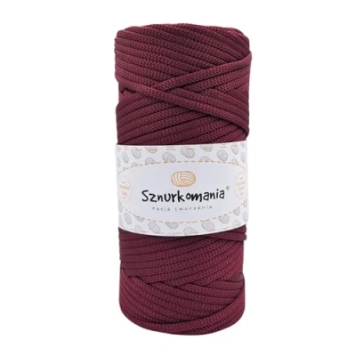 Image de Cordon en polyester 5 mm 100 m, plusieurs couleurs, plat polyester, au crochet, mm, fil pour macramé, brillant Sznurkomania (bordeaux)