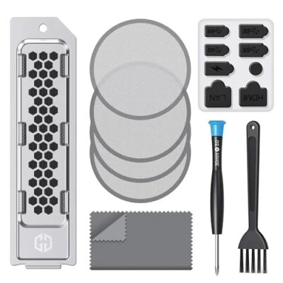 Image de GRAUGEAR Kit de filtres à poussière haute qualité pour PS5 Slim &amp; Pro Comprend un capuchon anti SSD M.2, des couvercles en silicone et brosses nettoyage, améliore la