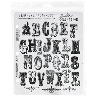 Image de Tim Holtz Tampon en Caoutchouc Lot de Mini Cirque Alpha fraîcheur 7 x 21,5 cm