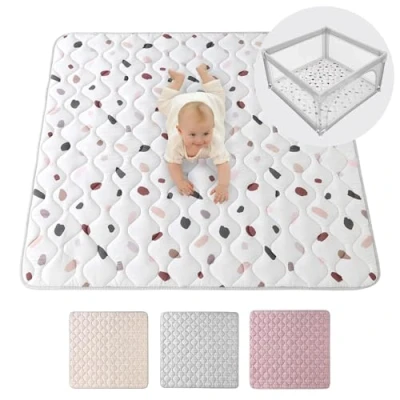 Image de Hakuna Matte Tapis d&#039;éveil matelassé pour bébé 127 x cm Confettis Extra épais de 1,5 et doux dans un beau design unisexe jeu avec dessous antidérapant