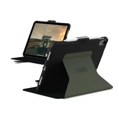 Image de Urban Armor Gear Scout Folio Étui Apple iPad 10.9&quot; Pouces (10e génération / 2022) Coque de Protection [Rabat Avant magnétique, Réveil/Sommeil, Pencil Support] Noir/Olive