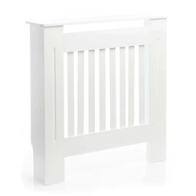 Image de Toboli Cache radiateur blanc 78x19x82cm Couverture de chauffage décorative en MDF Tablette Étagère
