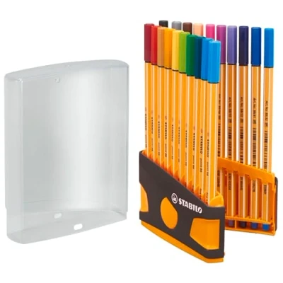 Image de Stylo feutre pointe fine STABILO Point 88 Étui ColorParade gris/orange x 20 stylos Coloris assortis