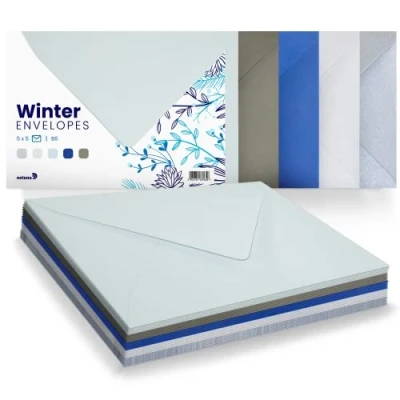 Image de Netuno 25 enveloppes à motif hiver B6 125x175 mm set d&#039;enveloppes multicolores colorées décoratives pour invitations cartes de voeux anniversaires fêtes mariage cadeaux