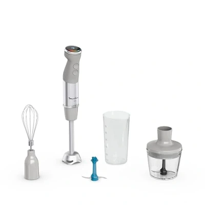 Image de Moulinex Mixeur plongeant, Technologie de Lames Powelix, Mode silencieux, 20vitesses, pour glace pilée, turbo, Pare éclaboussures, Hachoir, Quickchef+ DD67EB10