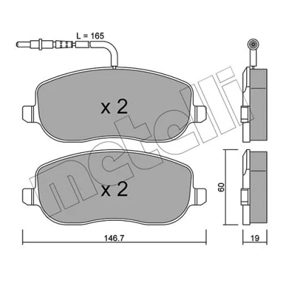 Image de METELLI 22 0530 2 Jeu de plaquettes frein contact signal d&#039;usure inclus PEUGEOT: 807 MPV, CITROËN: C8 II, FIAT: Ulysse II