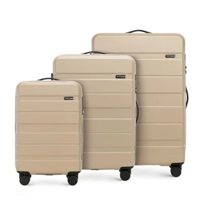 Image de WITTCHEN COMODO Line Ensemble de valises Valise Voyage Bagage Rigide en ABS Serrure TSA Taille (S+M+L) Beige