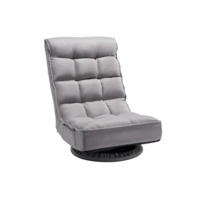 Image de VEVOR Chaise de Sol pivotante à 360, Fauteuil avec Dossier Pliable 4 Positions réglables et Support Lombaire, canapé inclinable pour Regarder la télévision, Lire, Jouer des Jeux, Gris