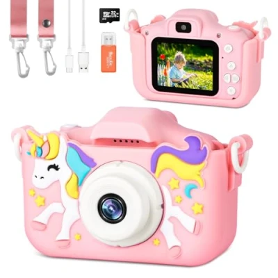 Image de BNEHHOV Appareil photo Pour enfant Avec écran de 2,0&quot; 1080p carte SD 32 Go Selfie numérique les années garçons et filles Jouet Noël