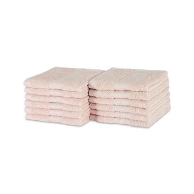 Image de Amazon Basics Lot de 12 Gant Toilette en Coton Bio résistant à la décoloration, 30 x cm, Rose Fard À Joues