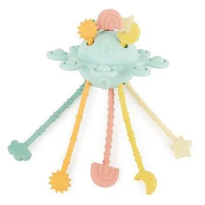 Image de Bieco Jouet Montessori en silicone pour bébé de 1 an motricité UFO Avec cordon traction À partir sensoriel