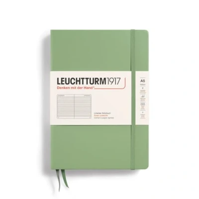 Image de LEUCHTTURM1917 361582 Carnet de notes Medium (A5), Couverture rigide, 251 pages numérotées, Sauge, ligné