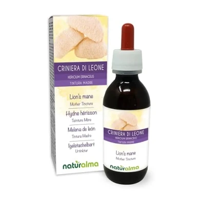 Image de Hydne hérisson ou Crinière de lion (Hericium erinaceus) champignon Teinture Mère sans alcool Naturalma Extrait liquide gouttes 120 ml Complément alimentaire Végétalien végan
