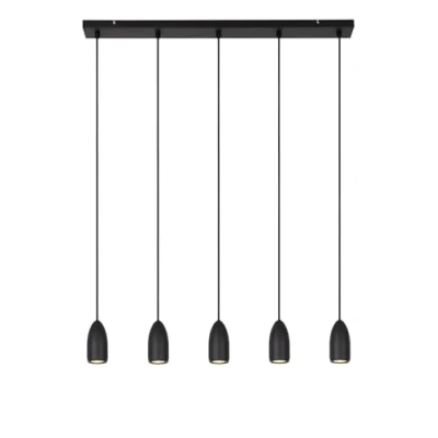 Image de Lucide Suspension Evora, à 5 lampes, poutre, noire