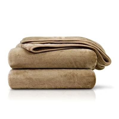 Image de Amago Couverture Extra Douce, Sensation Cachemire, 180 x 220 cm Taupe