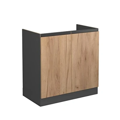 Image de Vicco Meuble Cuisine R Line, Chêne de Force doré/Anthracite, 80 cm J Shape, sans Plan Travail