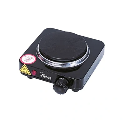 Image de ARDES Cuisinière électrique n acier peint avec 1 plaque en fonte Diamètre de la 9,5 cm thermostat régulateur température Modèle TIKAPPA AR1F18 Noir