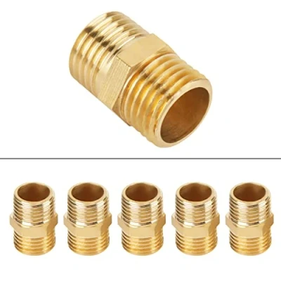 Image de Connecteur de Filetage Externe 10 Pièces 1/4 Bsp À Tuyau En Laiton Raccord Mamelon Hexagonal Adaptateur Rapide