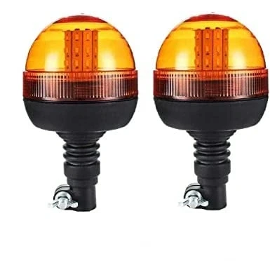Image de JJ 2 pcs Gyrophares LED Orange 12V 24V Homologué E9 R65 Support Flexible Rotatif 3 Fonctions De Flash Pour Camion Tracteur Fourgon