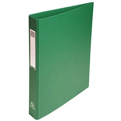 Image de Exacompta réf. 51383E 1 Classeur rembordé PP 4 anneaux ronds sur la 3ème de couverture diamètre 25 mm Dos 40mm Dimensions extérieures : 32 x 25,5 cm Format à classer A4 Coloris vert