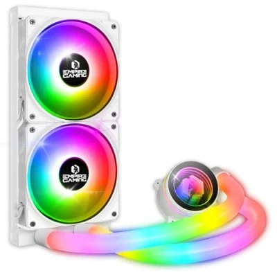 Image de EMPIRE GAMING Guardian P W240 Watercooling AIO PC Gamer Refroidissement de CPU Liquide ARGB 3 Pins 5V 2x120MM Intel LGA 1700/1200/115X/1366/2066/2011,AMD AM5/AM4 Blanc