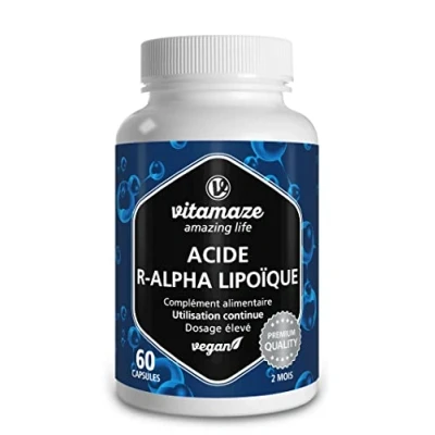 Image de Acide Alpha Lipoïque à Haute Dose, 200 mg par Capsule, Vegan, 60 Gelules pour 2 Mois, Forme Naturelle D&#039;Acide Thioctique, Complément Alimentaire sans Additifs Inutiles