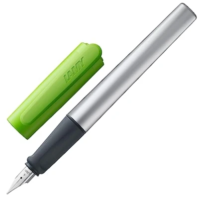 Image de Lamy nexx lime Stylo plume avec grip antidérapant et acier poli en taille A corps triangulaire aluminium cartouche T 10 bleue Droitier