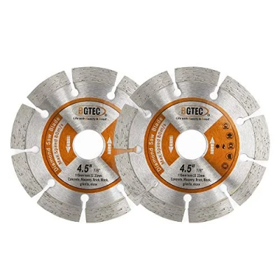 Image de BGTEC Lames diamantées segmentées pour scie électrique, 2 pièces 115mm Disque de coupe sec ou humide à usage général la maçonnerie en brique pierre béton