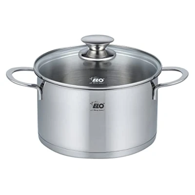 Image de ELO 72541 Galant Marmite à frire avec couvercle en verre induction acier inoxydable brillant échelle de litres et système doseur d&#039;huile 20 cm