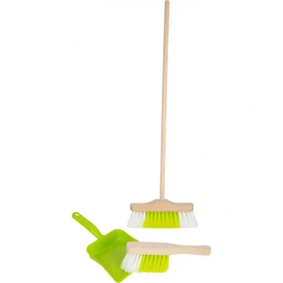 Image de Small Foot 11767 Set de Nettoyage avec Balai, Vert en Bois et Plastique, Jouet ménager Robuste, à partir 3 Ans Toys