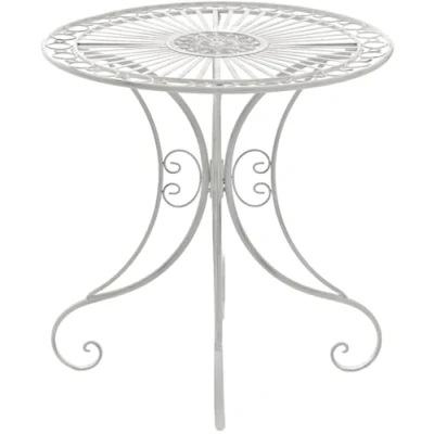Image de CLP Table de Jardin en Fer forgé Hari I terrasse au Style Antique avec Un Diamètre Ø 70 cm, Couleur:Blanc