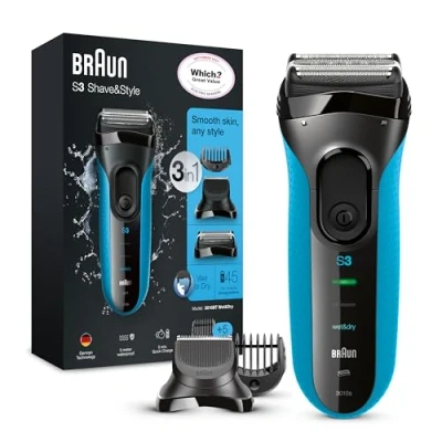 Image de BRAUN 3010BT Rasoir Électrique Rechargeable pour Homme avec Tondeuse à Barbe de Précision Series 3 Shave &amp; Style en 1 Wet Dry