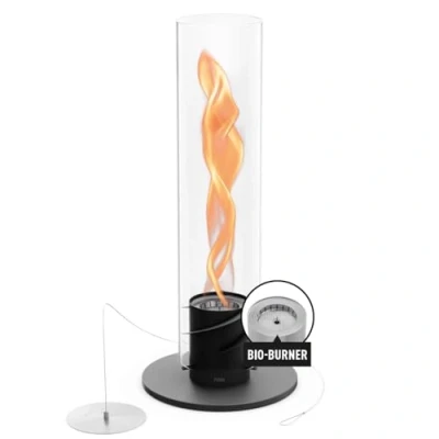 Image de höfats Spin 1500 Noir Nouveau MODELE durée de Combustion prolongée grâce à Technologie cheminée au bioéthanol Liquide pour l&#039;intérieur et l&#039;extérieur, feu Table Acier Inoxydable