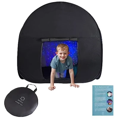 Image de Tente Sensorielle Coin Calme pour Jeux et Détente Enfants Sensoriel Aide avec Autisme, SPD, Anxiété Améliore Concentration Noir Autistes Double