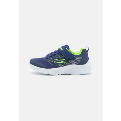Image de Skechers Microspec Baskets basses pour enfants, Taille: 34, Navy/lime/silver Tissu / matière synthétique