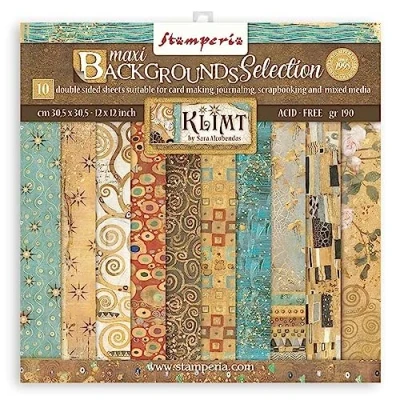 Image de Stamperia SBBL101 Lot de 10 feuilles papier pour scrapbooking 30,5 x cm (30,5 cm) Maxi Background Selection Klime, papier, multicolore,