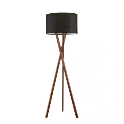 Image de Lucande Lampadaire Tissu Auriane (Scandinave) en Noir Textile e. a. pour Salon &amp; Salle à manger (1 lampe,à E27), Sur Pied, Lampe a de Sol