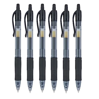 Image de Pilot G2 07 Lot de 6 stylos rollers à encre gel rétractable 0,7 mm Pointe 0,39 Largeur ligne rechargeable BL 7 (Noir)