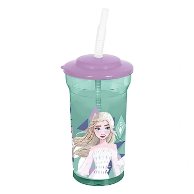 Image de p:os 35454 Frozen Die Eiskönigin 2 Gobelet pour Enfants avec Paille intégrée et Couvercle, récipient d&#039;une contenance d&#039;environ 460 ML, idéal Les Boissons Froides,