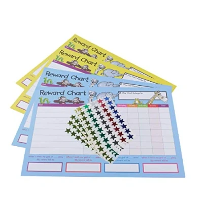 Image de House of Card &amp; papier Tableau de récompense, 4 Tableaux et 225 Feuille en forme d&#039;étoile Stickers par lot